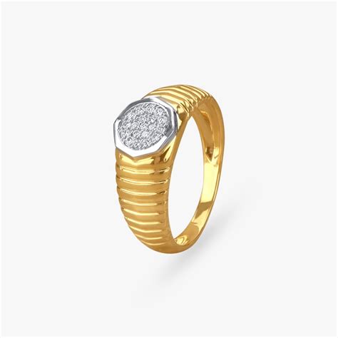Refined Dual-Tone Diamond Finger Ring for Men