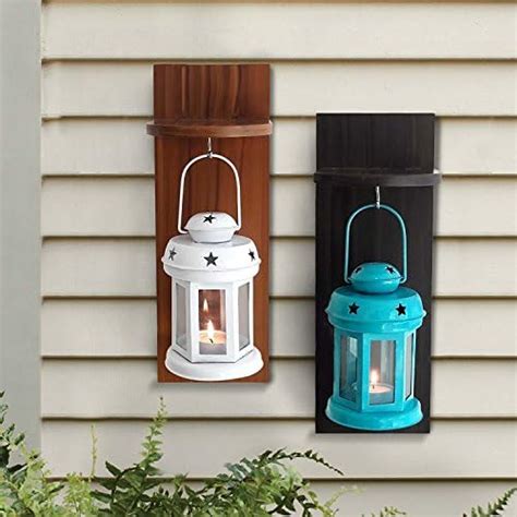 Buy Tied Ribbons Garden Decor Hanging Lantern Candle Holder with Wooden ...