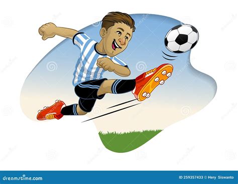 Funny Cartoon Football Player Kicking the Ball Stock Vector ...