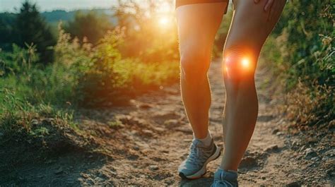 Knee pain focusing on joint inflammation with a highlighted area around ...