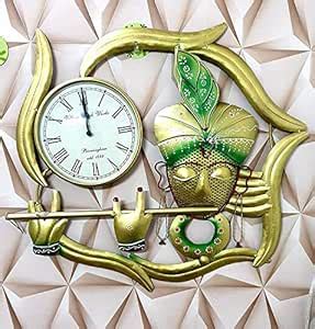 Anshika International Metal Krishna Wall Hanging Clock Wall Mount for ...