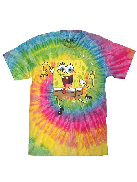 Tee Luv Men's SpongeBob SquarePants Cartoon Tie Dye T-Shirt (M ...