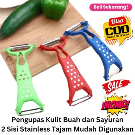 Promo [BISA COD] PROMO Pengupas Kulit Buah dan Sayuran 2 Sisi Stainless ...