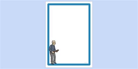 Simple Blank Old Man with Telescope Page Border | Twinkl