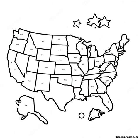 Colorful United States Map Coloring Page | Coloring-Pages.com