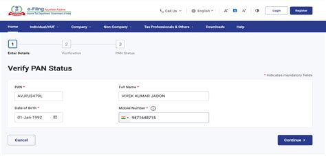 Verify Your PAN User Manual | Income Tax Department