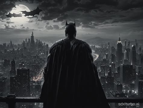 Batman Overlooking Gotham City at Dusk | SDXL Free Online