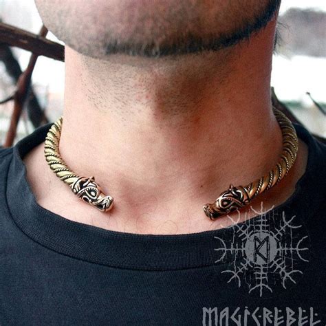 Buy Viking Wolf Head Fenrir Torc Neck Ring Ragnar Handmade Heavy Online ...