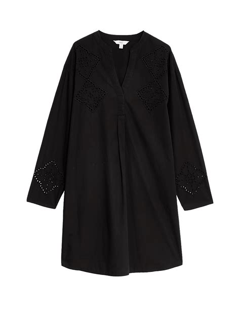 Buy Pure Cotton V-Neck Mini Relaxed Shift Dress at Marks & Spencer