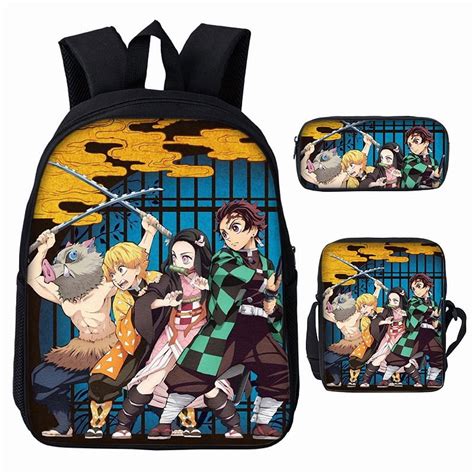 3D Demon Slayer Backpack Cartoon Backpack Three-Piece Printing ...
