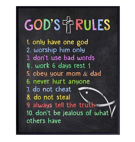 Buy Ten Commandments Wall Decor for Kids, Boys, Girls Bedroom, Toddler ...