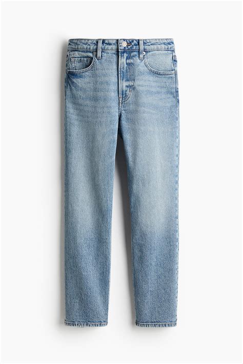 Women's Light denim blue Slim Straight High Ankle Jeans | H&M IN