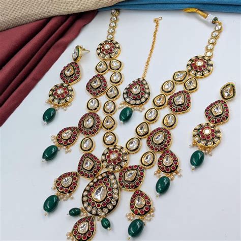 Sofiya Premium Long Polki Necklace – Kuvar Jewels
