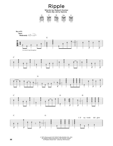 Ripple by Grateful Dead - Guitar Lead Sheet - Guitar Instructor