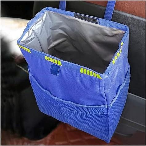 Hanging Car Trash Can with Storage Pockets, Waterproof Leakproof Oxford Auto Garbage Bag, Multi ...