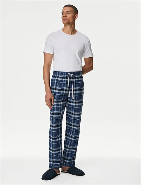 Buy Pure Cotton Checked Loungewear Bottoms at Marks & Spencer