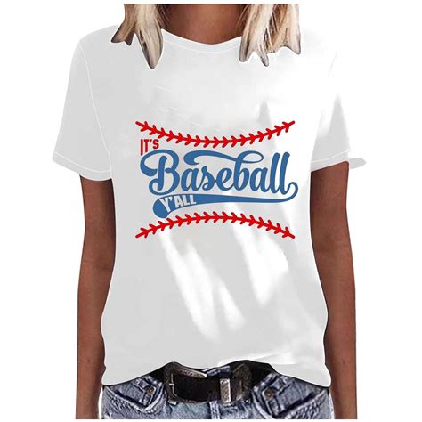 Aboser Women's Vintage Baseball T-shirts Casual Short Sleeve Tee Shirt ...