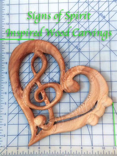 Music Heart-treble Bass Clefs Within Heart Shape Wood Carving for Music ...