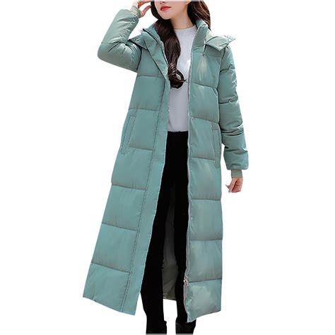 Mrat Extra Long Down Coats for Women Winter Thicken Warm Full Zip ...