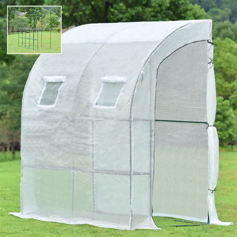 Buy Aoodor Walk-in Lean to Wall Greenhouse 6.7ft. x 3.3ft. x 7.2ft ...