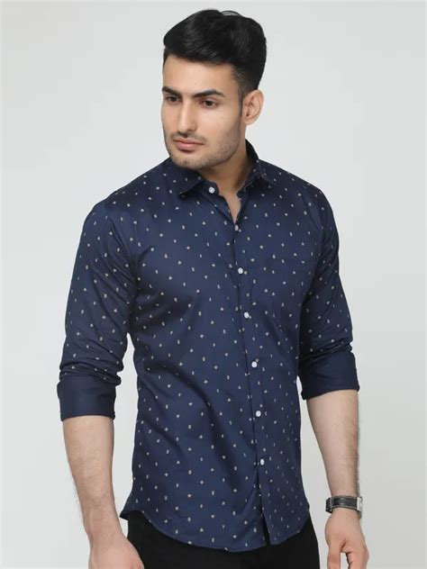 Ardyn Blue Pure Cotton Printed Casual Slim fit Shirt for Men Price in ...