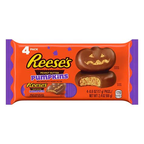 Reese's Halloween Milk Chocolate Peanut Butter Pumpkins Candy, 4 Count ...