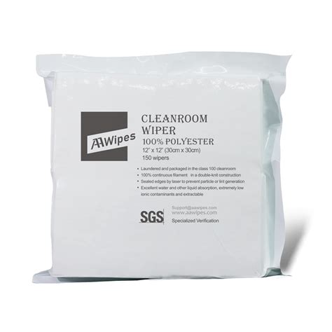 AAWipes Cleanroom Cloth Wipes 12"x12" (Bag of 150 Pcs) Double Knit 100% ...