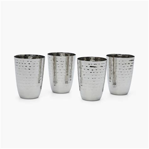 Buy Blaze Set of 4 Stainless Steel Hammered Tumblers from Home Centre ...
