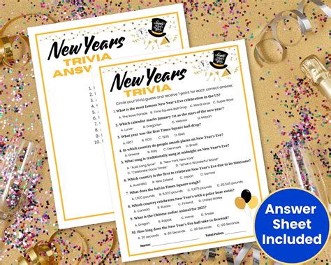 New Years Trivia Game, Printable New Year's Eve Party Game, New Years ...