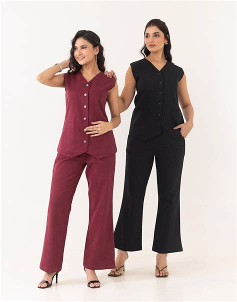 AVERY BLACK WAIST COAT SET – Studio Misri