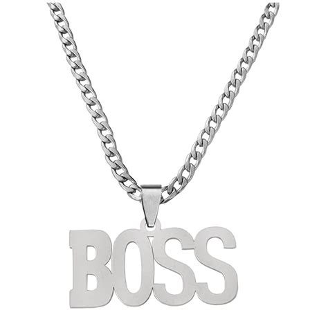 Buy M Men Style Boss Locket Bikers Jewelry Link Chain Silver Stainless ...