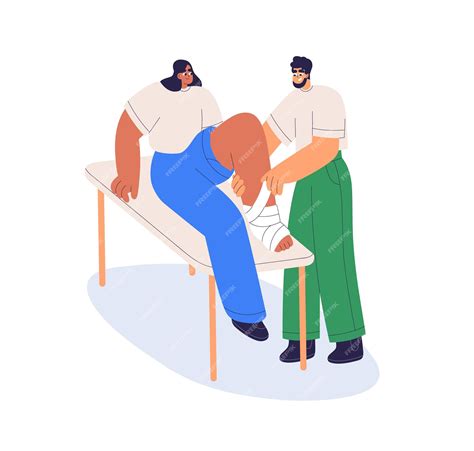 Premium Vector | Wrapping strained ankle with elastic bandage first aid for sprain foot injury ...