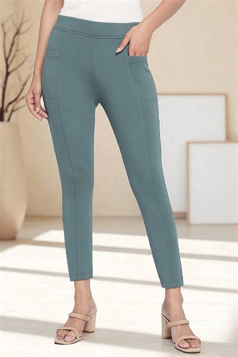 Buy Green Solid Calf Length Tights Online for Woman | Shop for Aurelia