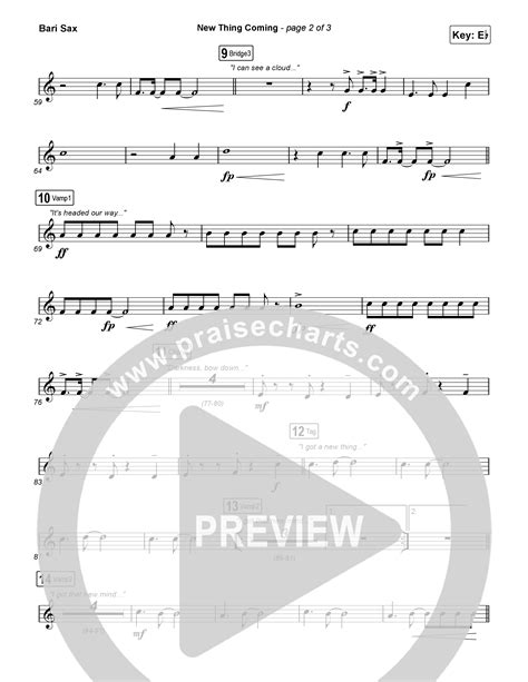 New Thing Coming Bari Sax Sheet Music PDF (Elevation Worship / Steven ...