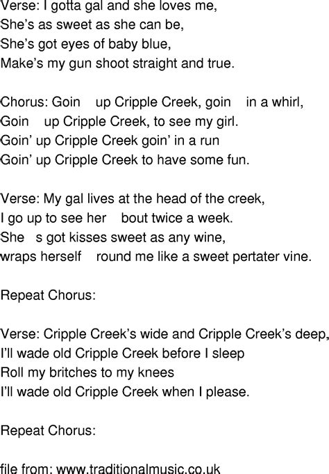 Old-Time Song Lyrics - Cripple Creek