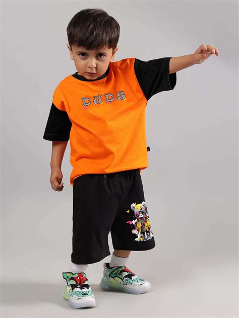 COOL TEDDY CO-ORD FOR BOYS GIRLS ORANGE-BLACK | Buy Online at Wearduds ...