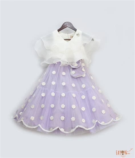 Shop Off White Organza Lilac Mirror Boti Lehenga with Choli for Girls ...