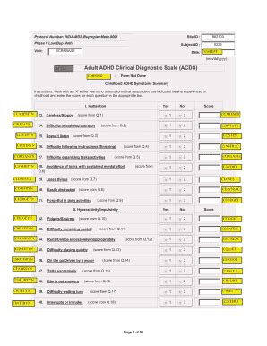 Adult Adhd Clinical Diagnostic Scale Acds V1 2 - Fill and Sign ...