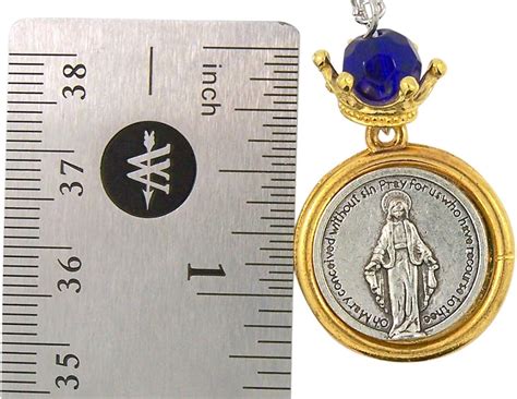 Buy Two-Tone Crowned Miraculous Medal Pendant Necklace, 18 Inch Online ...
