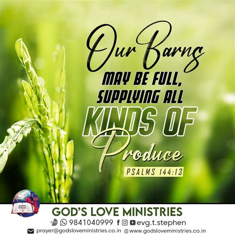 Psalm 144:13 :: God's Love Ministries - Today's Promise