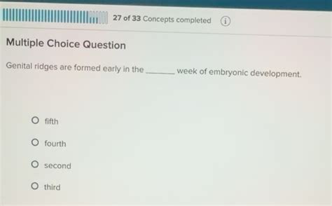 Solved: of 33 Concepts completed Multiple Choice Question Genital ...