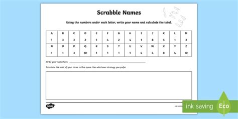 Scrabble Names Worksheet / Worksheet (teacher made) - Twinkl