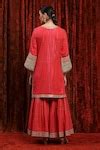 Buy Red Cotton, Silk, Net, Chanderi Embroidery, Gota Striped Kurta ...