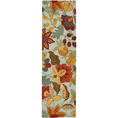 SAFAVIEH Blossom Lena Floral Flowers Wool Runner Rug, Blue/Multi, 2'3 ...