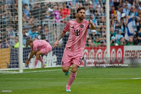 Lionel Messi of Inter Miami CF celebrates a goal during a game... News ...