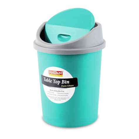RATAN PLASTICWARE Euro Clean Table Top Small Mini Dustbin with Lid for ...