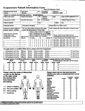 Acupuncture Patient Information Form . Form 18 - Way Of Wellness - Fill ...