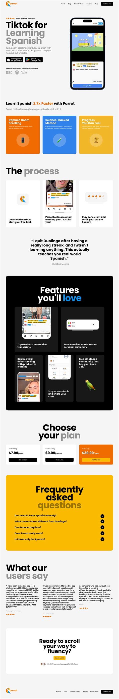 Parrot: Learn Spanish with TikTok-Style Videos