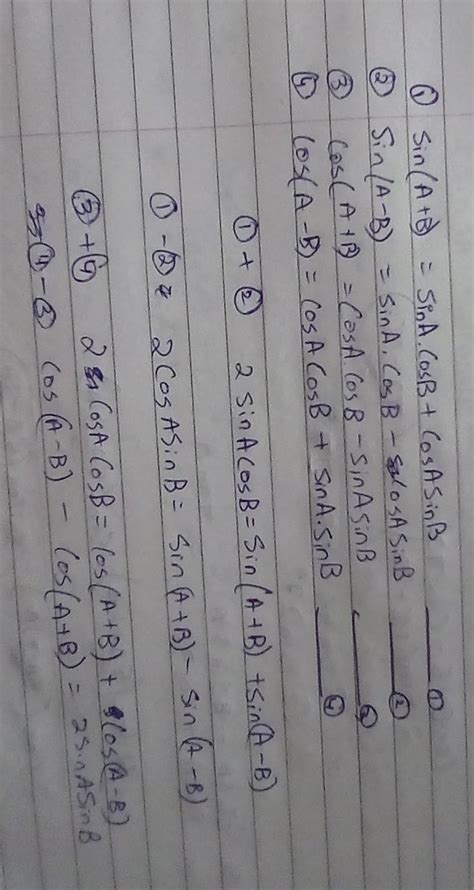 Formulas To transform product into sum or difference Chapter ...