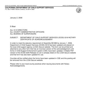 Fillable Online childsup ca (DCSS) 0318 Notary Certificate of ...